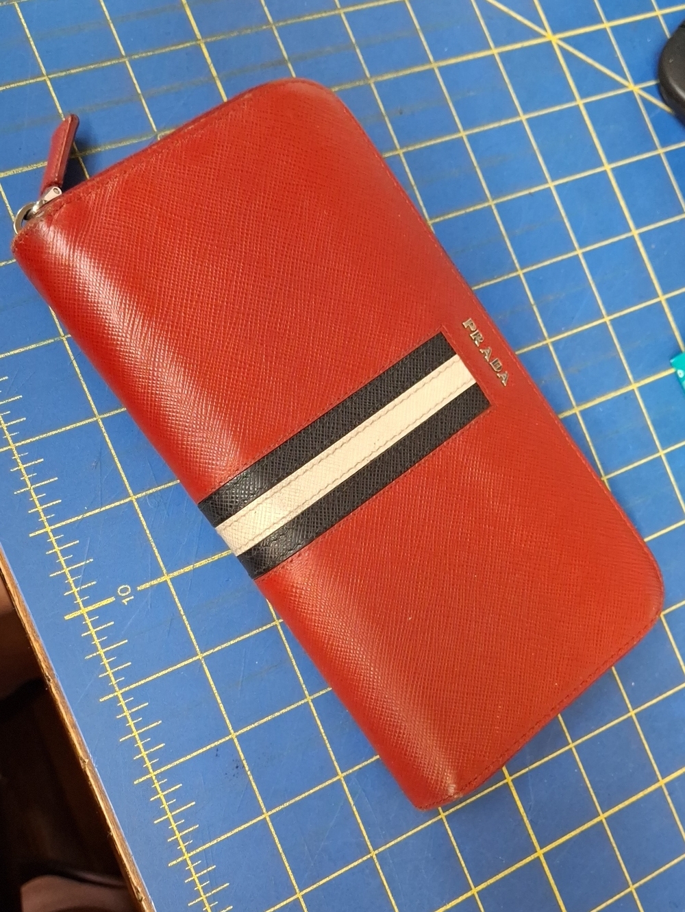 Prada Red Zip-Around Leather Wallet Pre-Loved